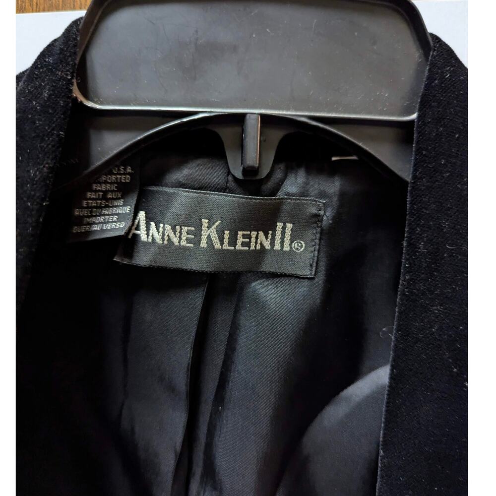 Vintage Anne Klein II Red Tartan Plaid Velvet Collar Blazer 8 Petite Wide lapel - Picture 5 of 9